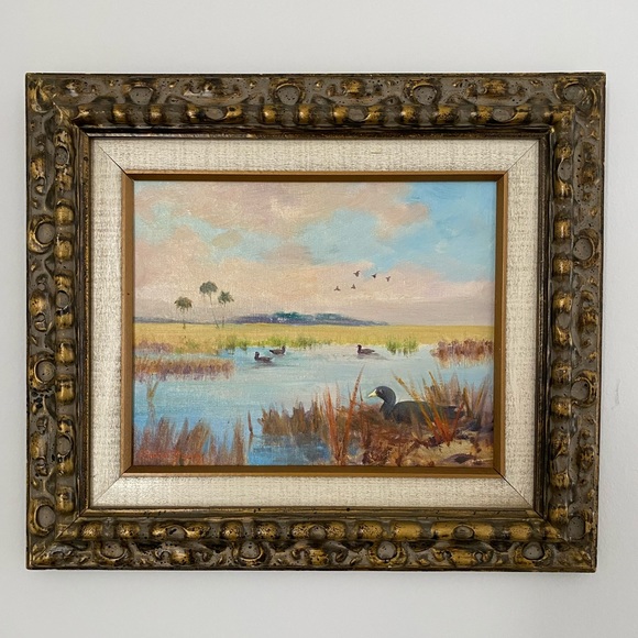 Rachel Stearns Other - Vintage Rachel Stearns Canvas Painting #974 Mud Hen Nesting